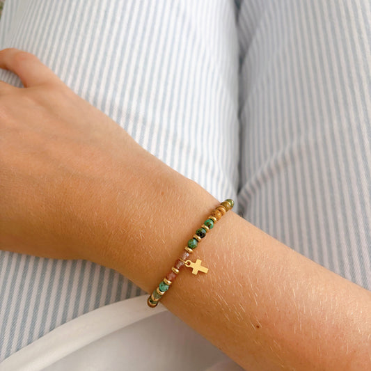 Pulsera Cruz piedras