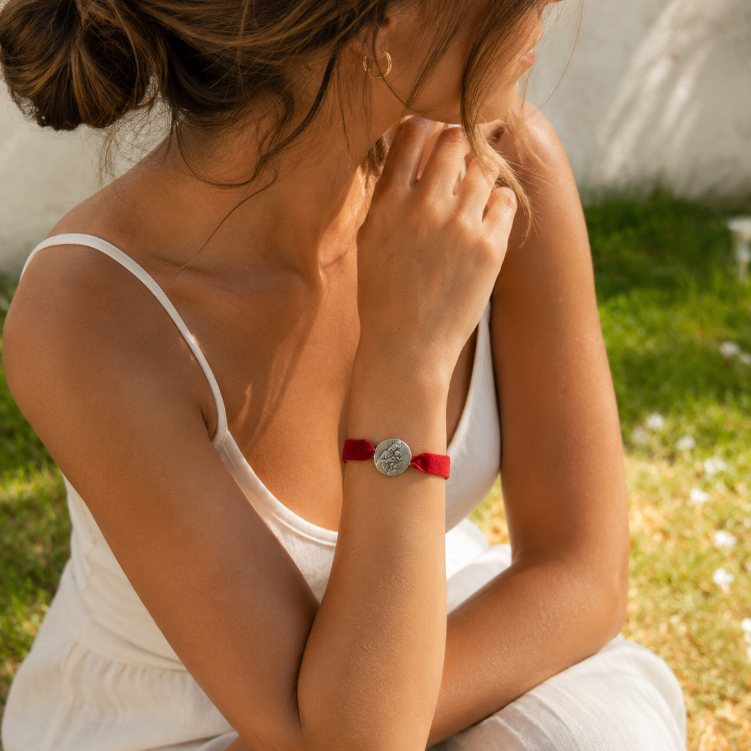 Pulsera escapulario terciopelo Virgen del Carmen - 20mm