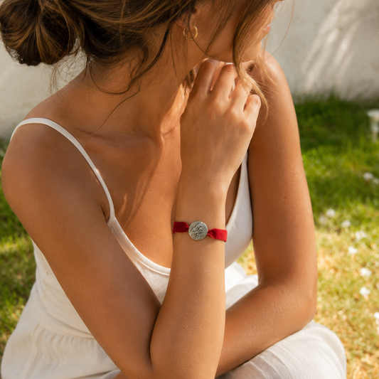 Pulsera escapulario terciopelo Virgen del Carmen - 20mm
